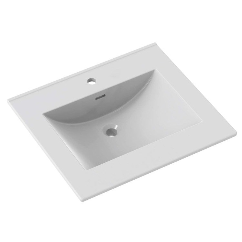 Vanity Top Ceramic Top 25 x 22 Inch White Ceramic 1 Hole 1-4/5 Centimeter