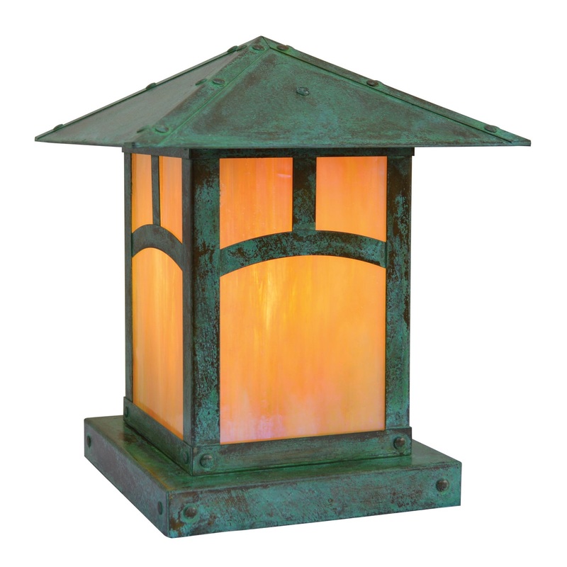 Arroyo EC-9AGW-VP Evergreen One Light Column Mount Verdigris Patina
