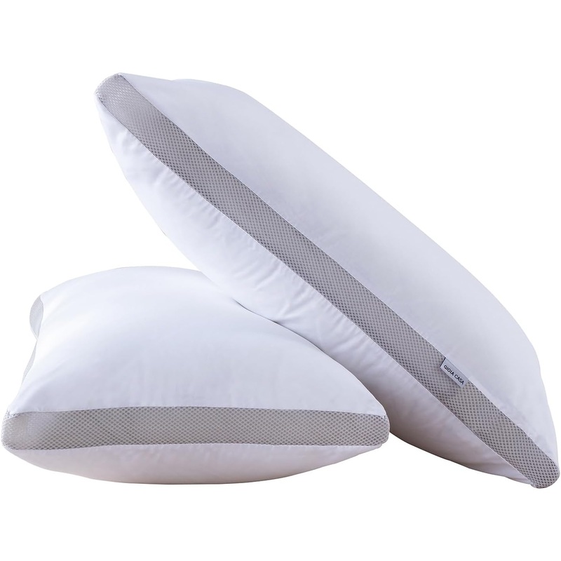 Bamboo Cooling Pillows Twin Pack – Luxury Plush Down-Like Microfibre Pillows for Bedding – Ultra Soft, Comfy & Breathable Standard Pillows