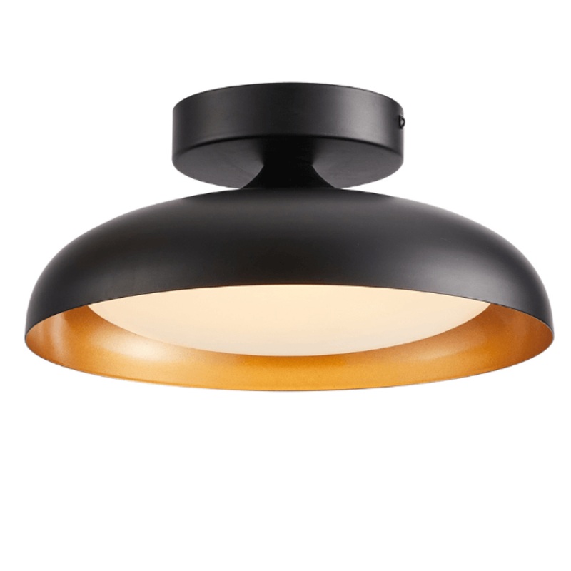 Camrose 16″ Flush Mount Black with Gold
