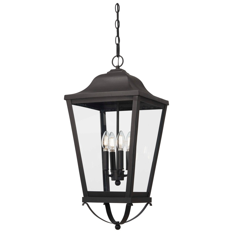 Four Light Outdoor Chain Hung from the Savannah Collection in Sand Coal Finish by Minka-Lavery
