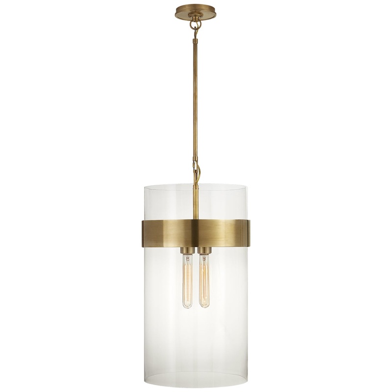 Four Light Pendant from the Presidio Collection in Hand-Rubbed Antique Brass Finish by Visual Comfort Signature