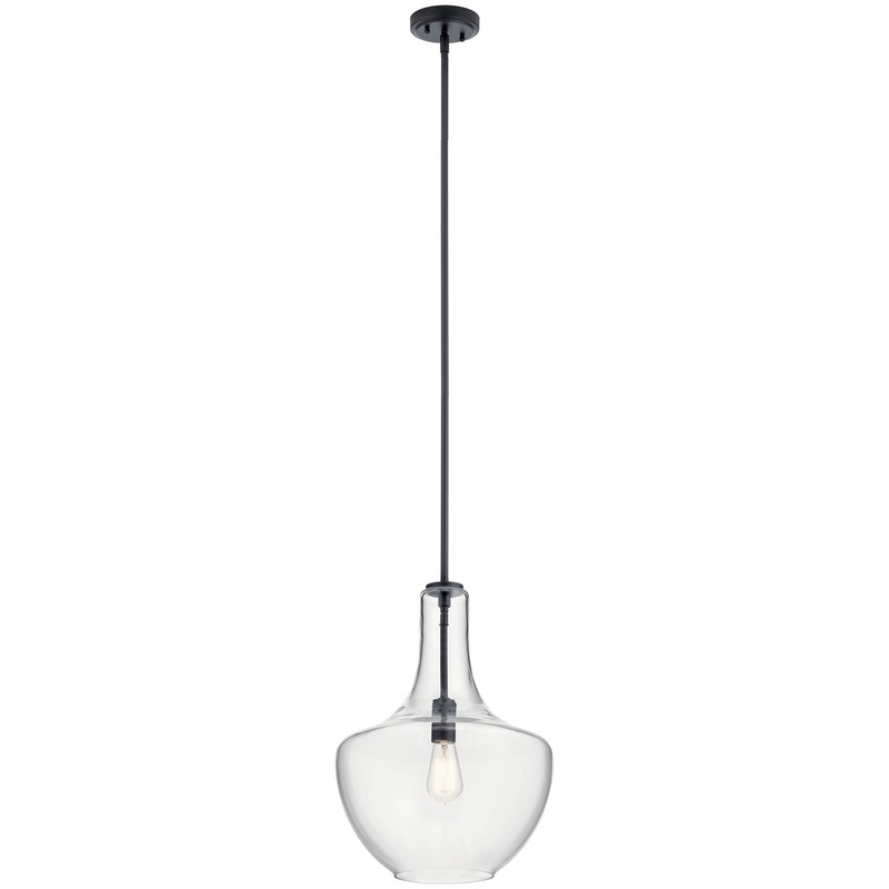Kichler 42046BK One Light Pendant, Black
