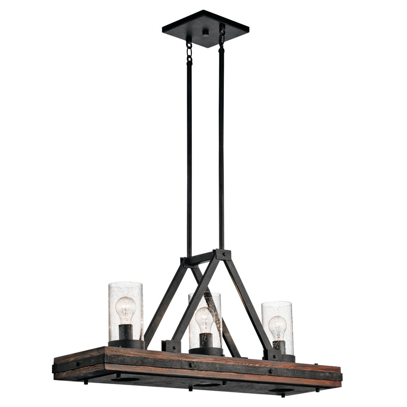 Kichler 43433AUB Six Light Linear Chandelier, Auburn Stained