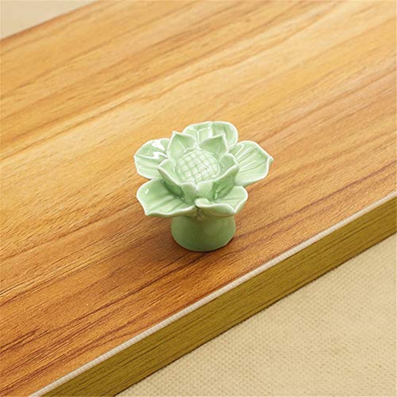 Maniglia in Ceramica Set / 10pcs manopole in ceramica fiore di loto retro stile rurale pastorale armadio armadio com armadio per bambini cassetto estraibile maniglie vari colori disponibili