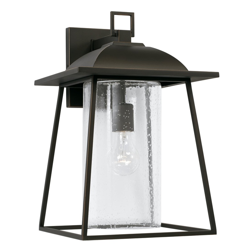 One Light Outdoor Wall Lantern from the Durham Collection in Oiled Bronze Finish by Capital Lighting