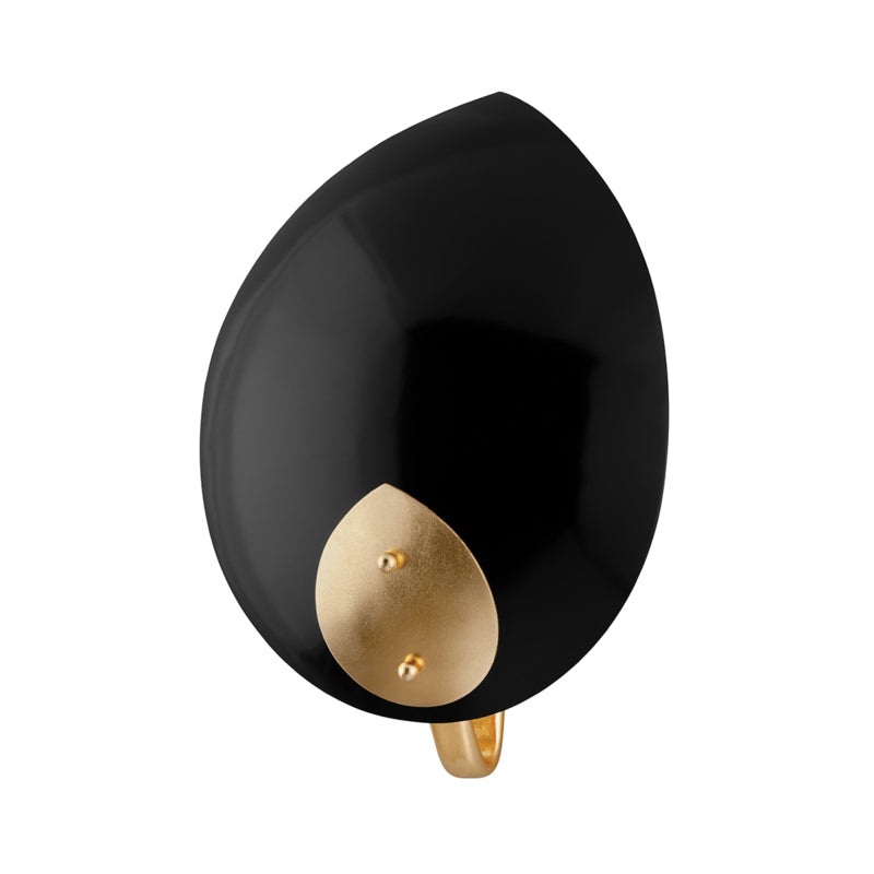 One Light Wall Sconce from the Lotus Collection in Gold Leaf/Black Finish by Hudson Valley