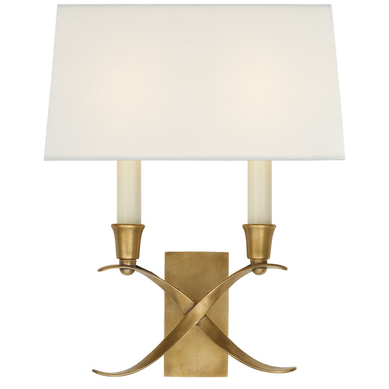 Two Light Wall Sconce from the Cross Bouillotte Collection in Antique-Burnished Brass Finish by Visual Comfort Signature