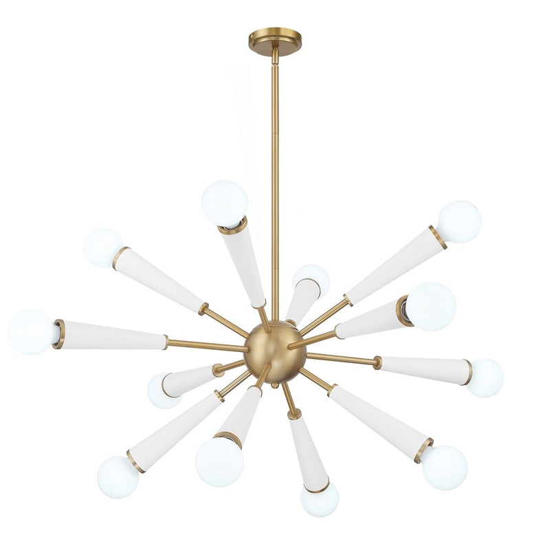 12 Light Chandelier from the Zodiac Collection in Aged Brass/Matte White Finish by Crystorama
