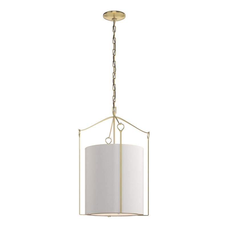 Bow Tall Pendant Modern Brass Flax Shade (SE)