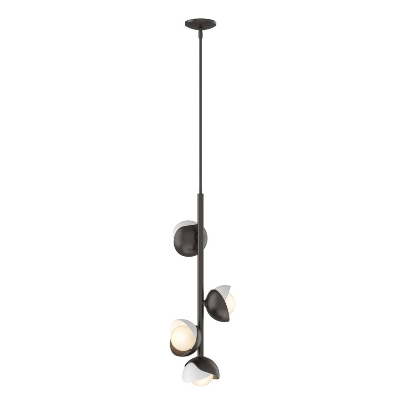 Brooklyn 4-Light Double Shade Vertical Pendant Oil Rubbed Bronze White