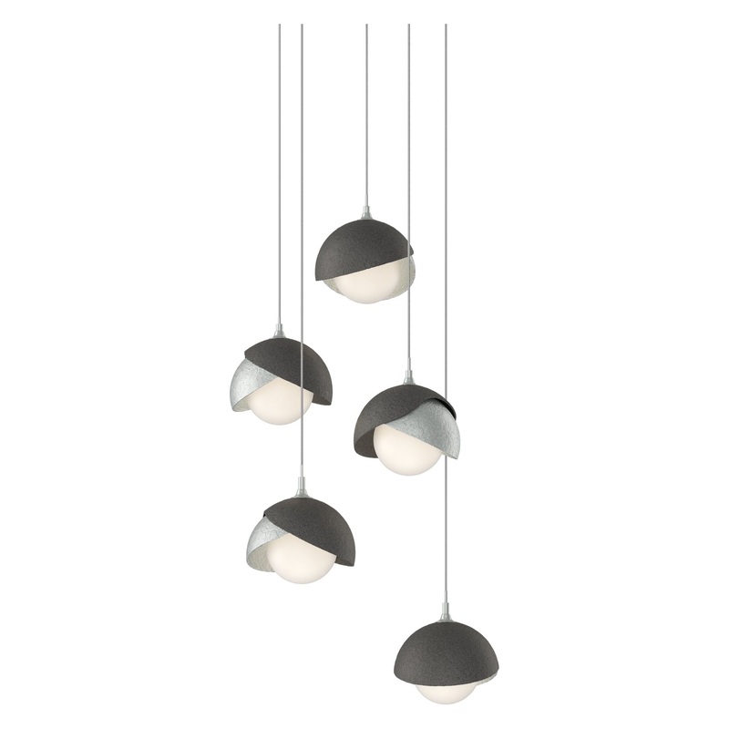 Brooklyn 5-Light Double Shade Pendant Vintage Platinum Natural Iron