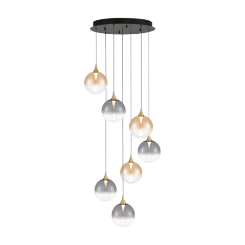 Iissa 7-Light 21″ Chandelier Gold Mixed Glass
