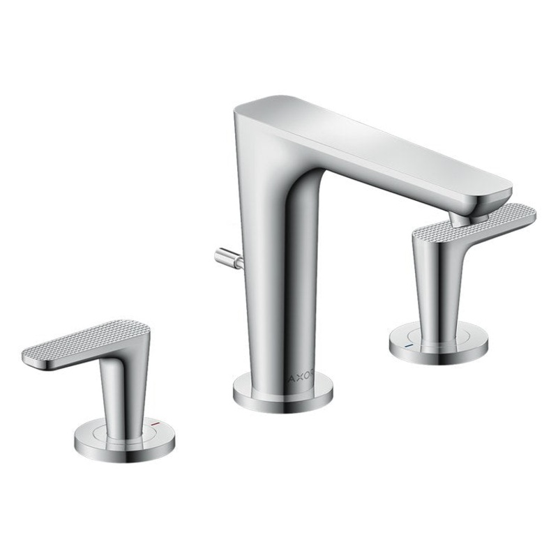 Lavatory Faucet Citterio C Widespread 8 Inch Spread 2 Lever Cubic Cut ADA WaterSense Chrome 1.2 Gallons per Minute Deck Mount Pop-Up 3 Hole EcoRight AirPower Comfort Zone