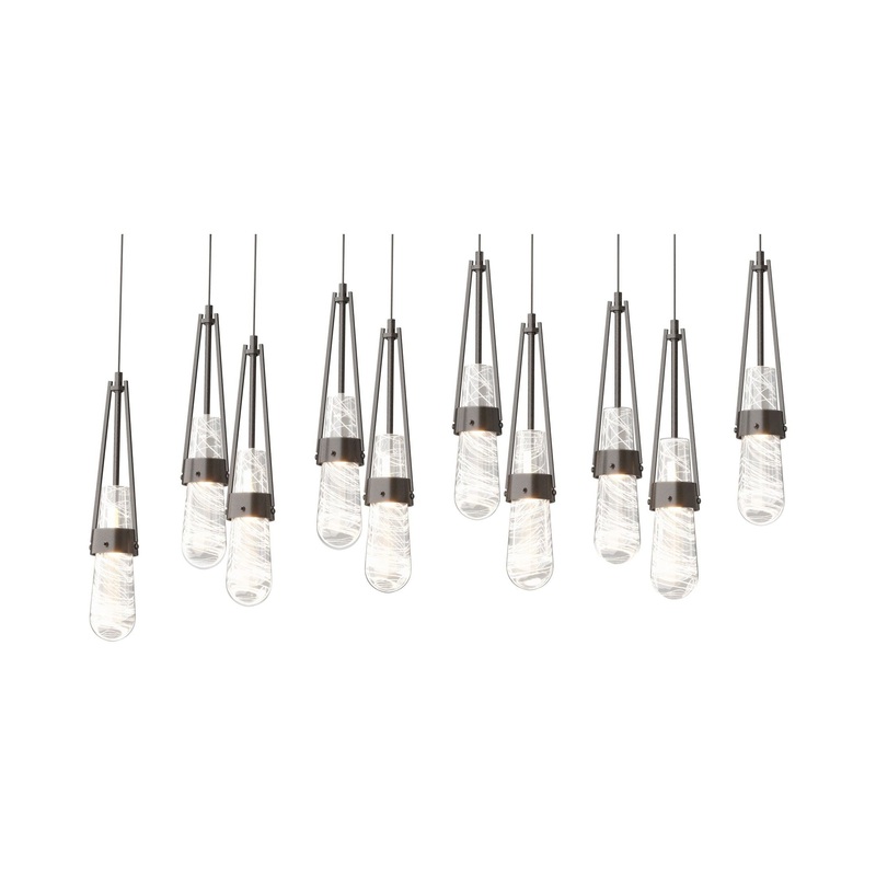 Link 10-Light Blown Glass Pendant Oil Rubbed Bronze Clear Glass with White Threading (YJ)