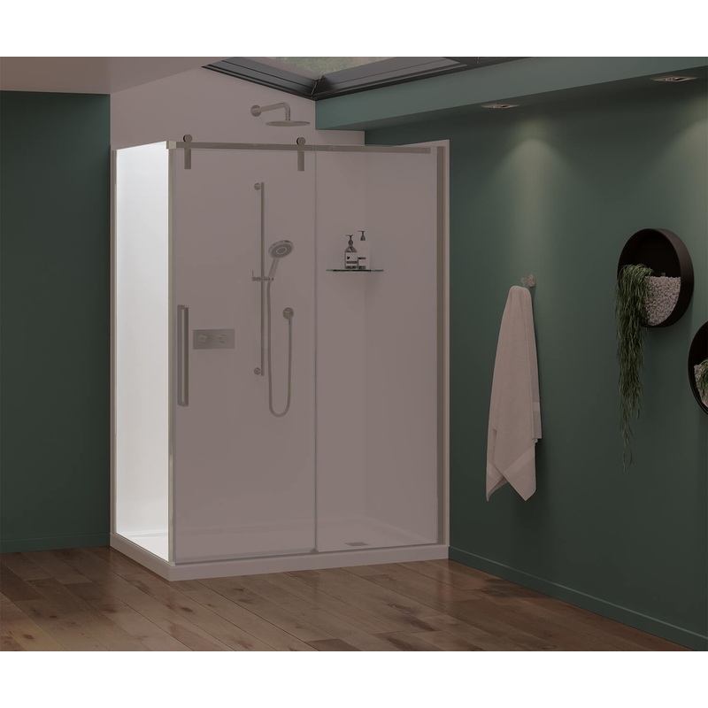 MAAX 135865-900-305-000 Nebula Return Panel for 36 in. Base with Clear glass in Brushed Nickel