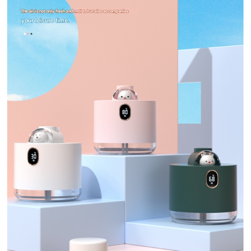 Pink Adorable Space Capsule Humidifier – Portable USB Cool Mist Maker with LED Display & Ambient Night Light