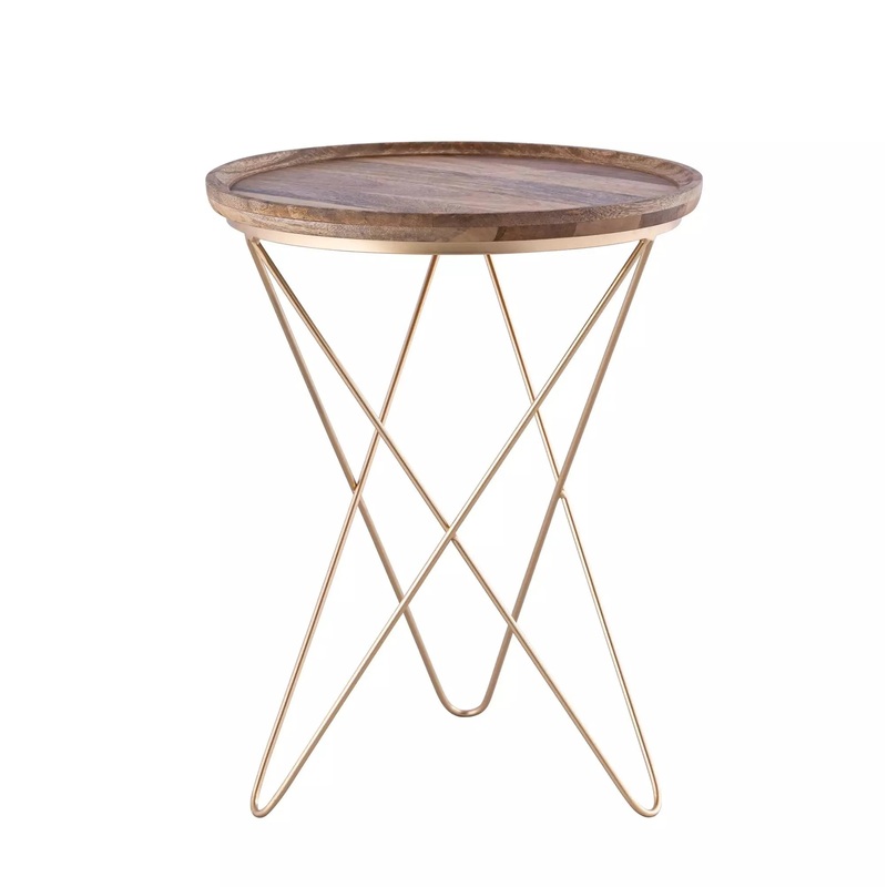 Reva Side Table Black with Natural Wood