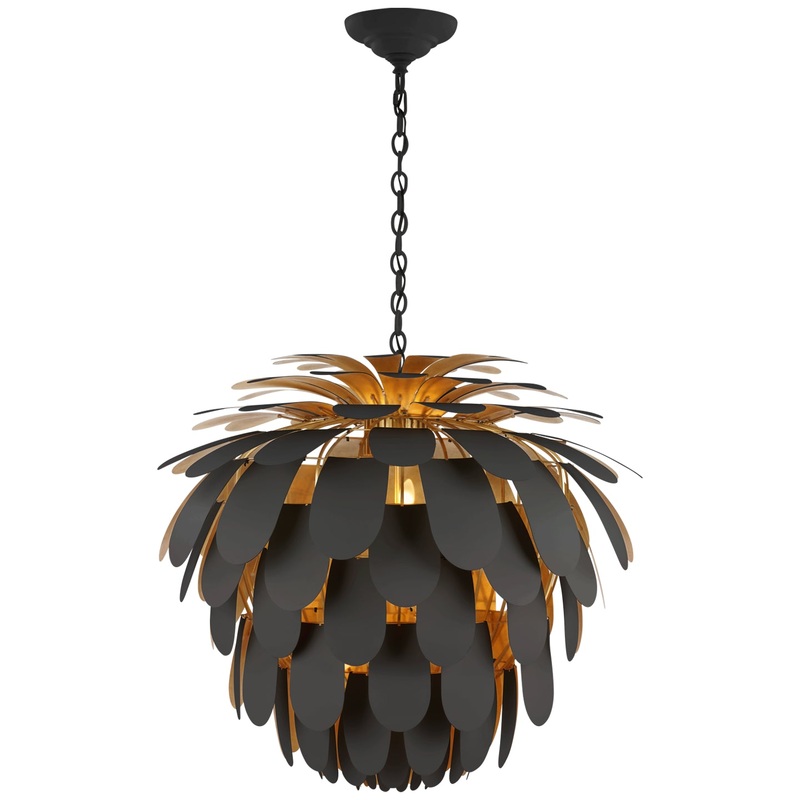 Six Light Chandelier from the Cynara Collection in Matte Black And Gild Finish by Visual Comfort Signature