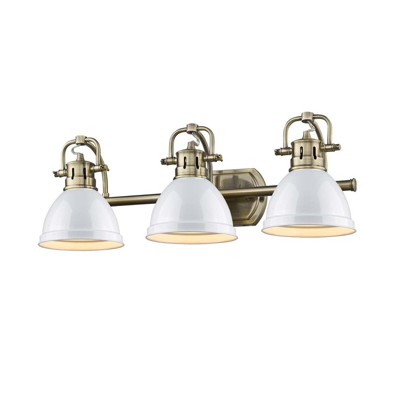 Three Light Vanity from the Duncan Collection in Aged Brass Finish by Golden