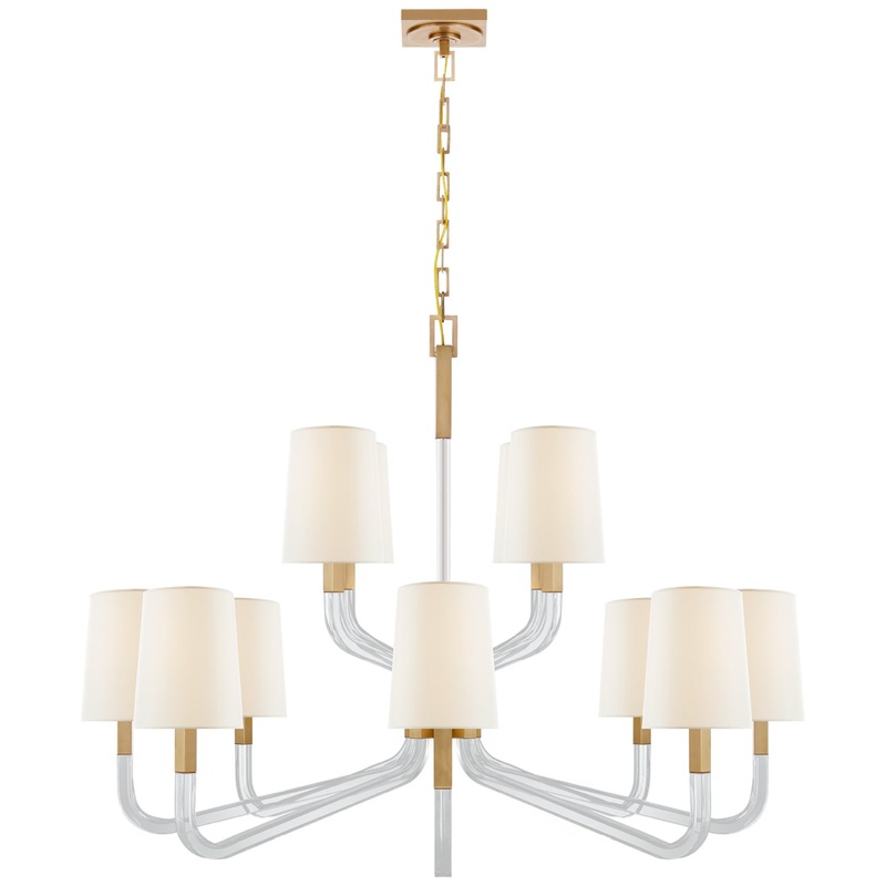 12 Light Chandelier from the Reagan Collection in Antique-Burnished Brass And Crystal Finish by Visual Comfort Signature