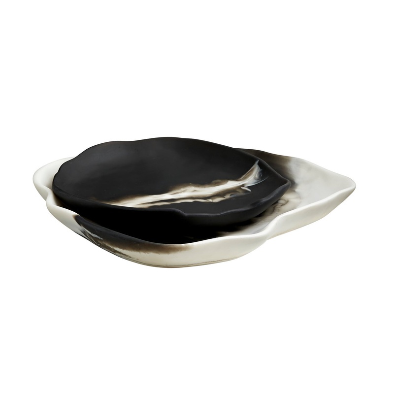 Arteriors 5622 Hollies Trays, Set of 2 Black & White