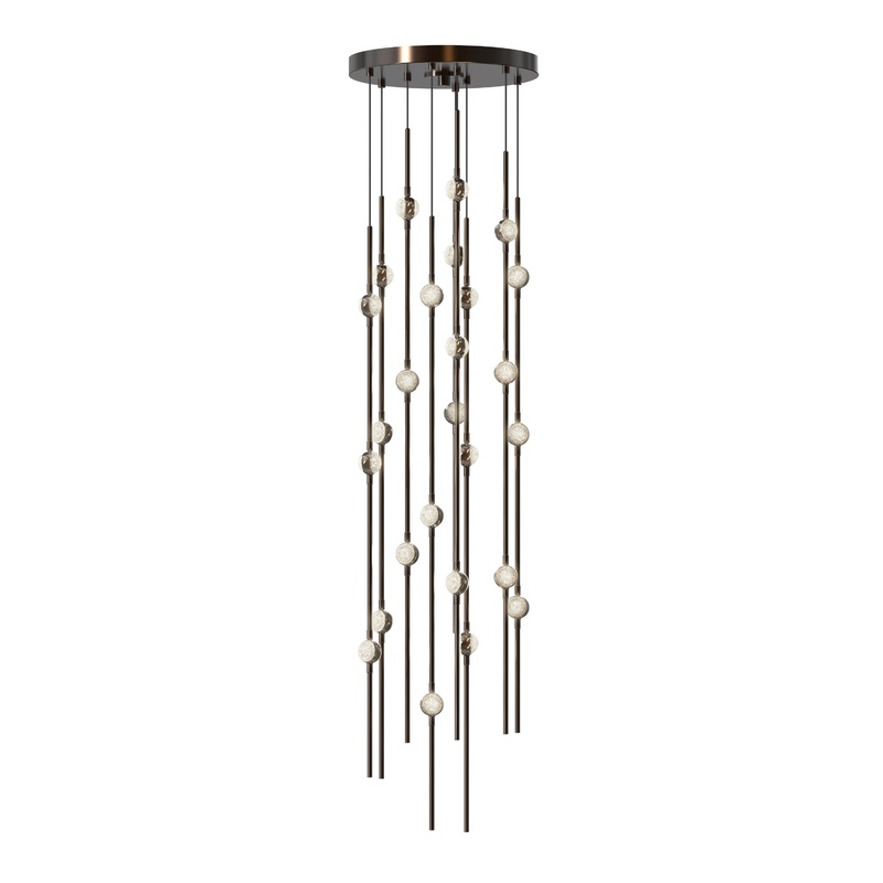 Constellation Andromeda Short 12″ Round LED Pendant Espresso Black with Clear Faceted Acrylic 2200K 20′ Adjustable Cord