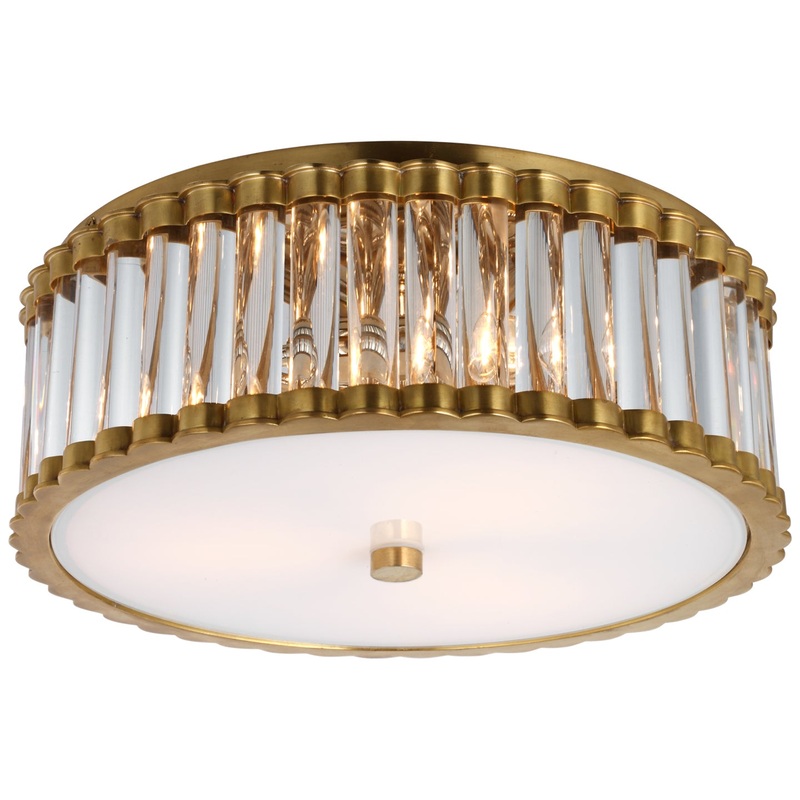 LED Flush Mount from the Kean Collection in Hand-Rubbed Antique Brass Finish by Visual Comfort Signature