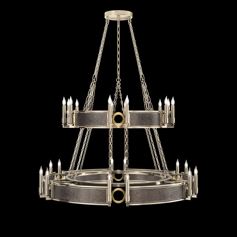 Mirage 50″W Round Chandelier Champagne/Brass/Pebble