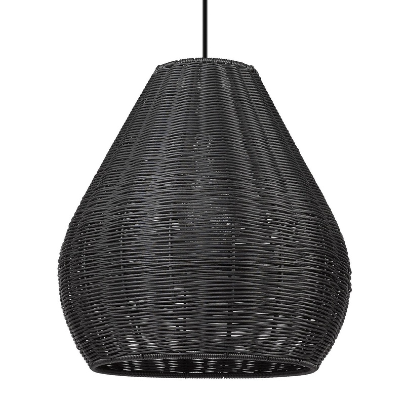 One Light Outdoor Pendant from the Melany Collection in Natural Black Finish by Golden