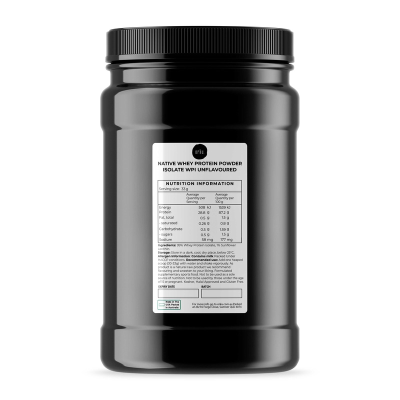 Orku 1Kg Native Whey Protein Isolate Powder – Unflavoured WPI Jar