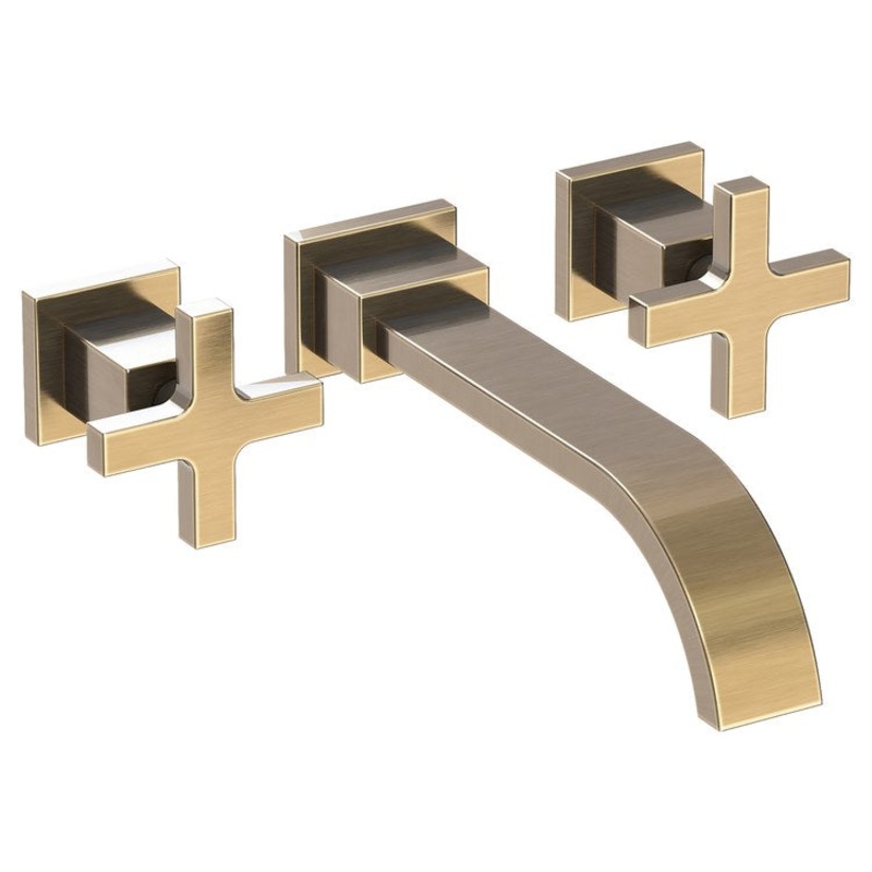 Secant Two Handle Wall-Mount Bathroom Faucet – Antique Brass