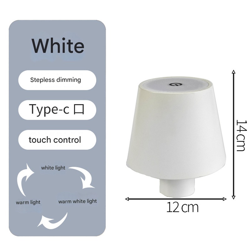 Smooth white Cordless LED Bottle Lamp – Rechargeable Touch-Control Table Light with 3 Color Modes for Bar & Home Decor