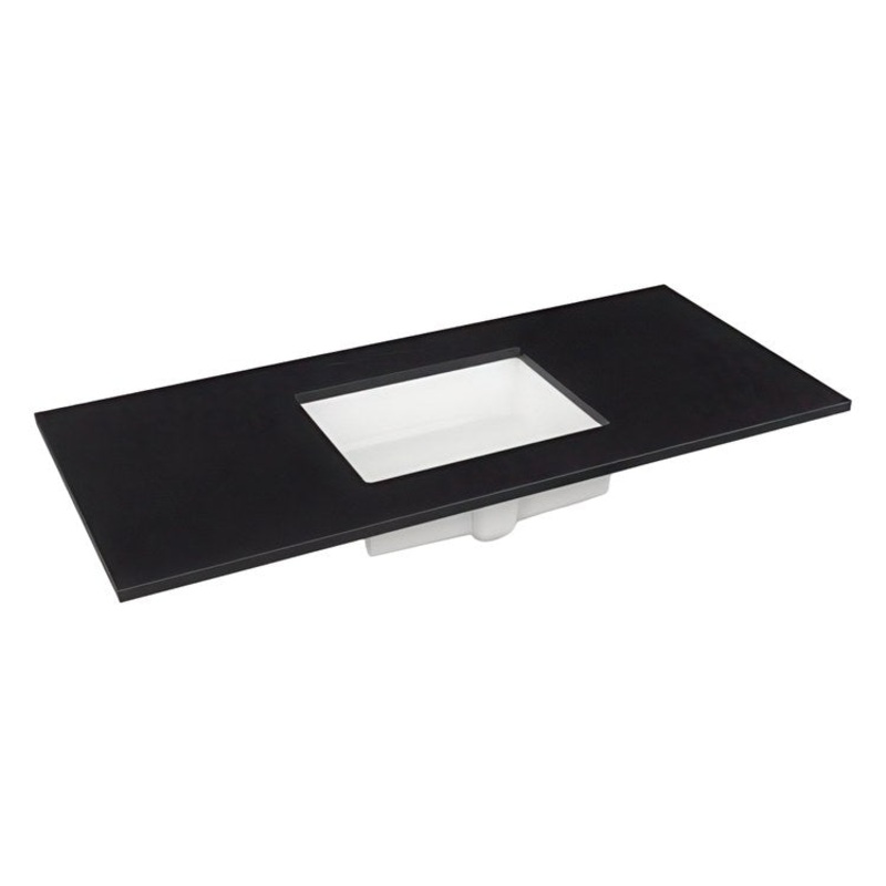 Vanity Top Craft Undermount 49 Inch Lava Black 8 Inch Spread Silestone Quartz 3 Hole