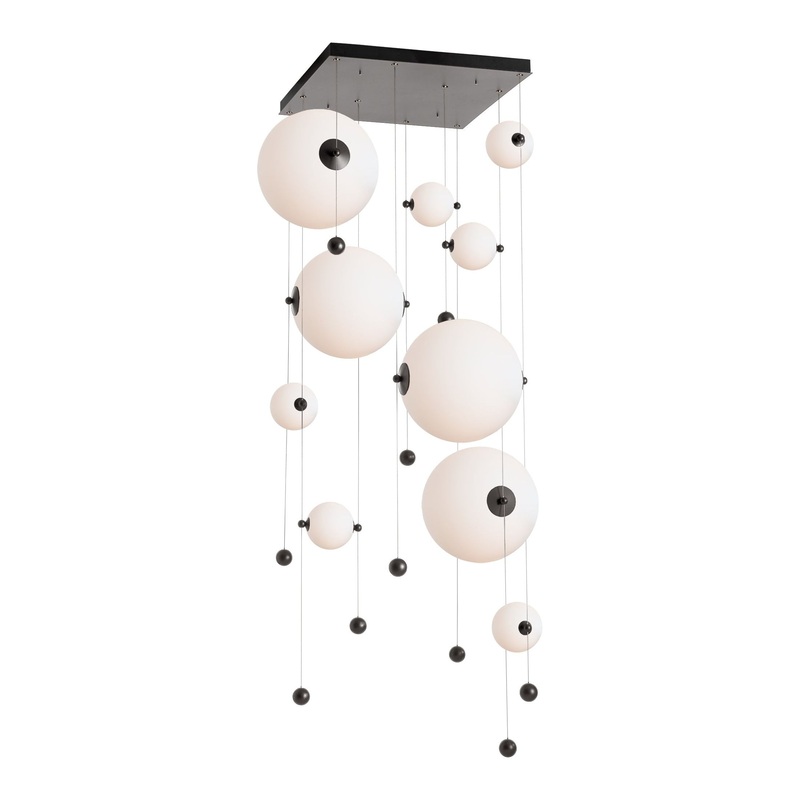 Abacus 10-Light Square LED Pendant Dark Smoke Opal Glass (GG)