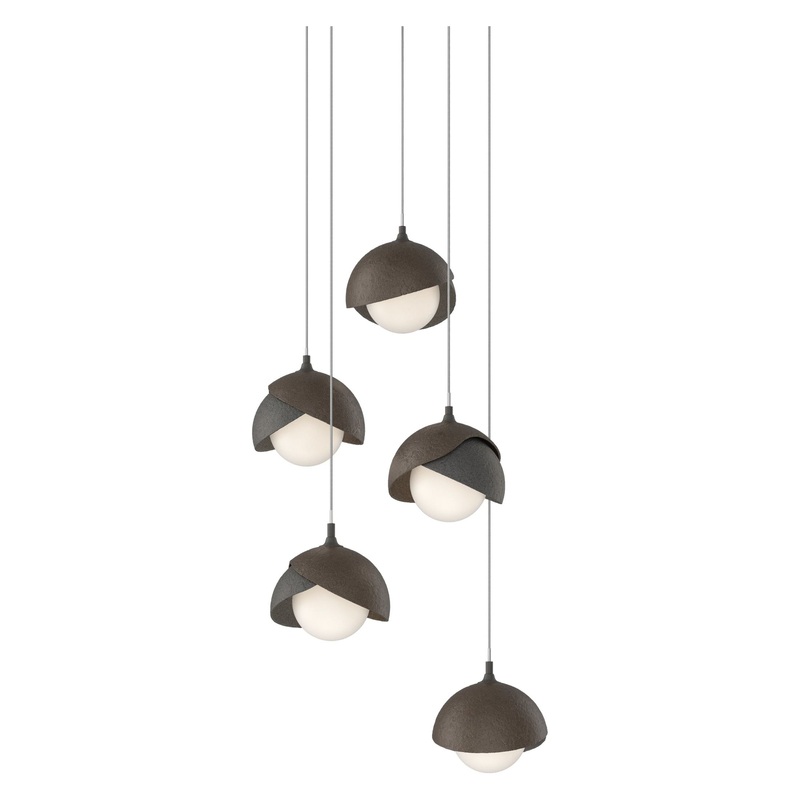 Brooklyn 5-Light Double Shade Pendant Natural Iron Bronze