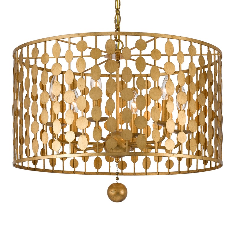 Crystorama 546-GA Layla Six Light Chandelier Antique Gold