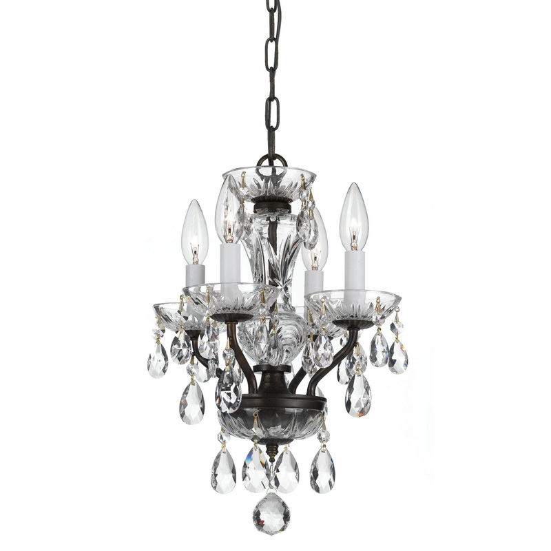 Crystorama 5534-EB-CL-SAQ Traditional Crystal Four Light Chandelier English Bronze