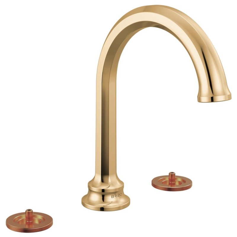 Lavatory Faucet Beauclere Deck Mount Widespread 6-16 Inch Spread Less Handle WaterSense Brilliance Polished Gold 1.2 Gallons per Minute Less Drain 3 Hole