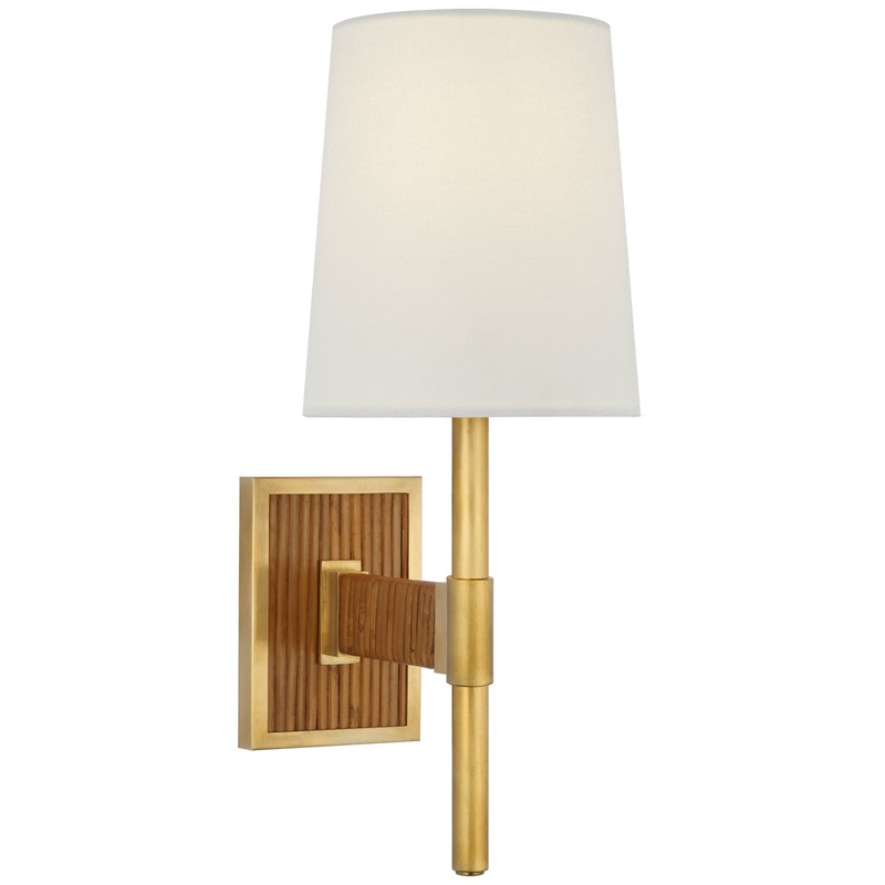 LED Wall Sconce from the Elle Collection in Hand-Rubbed Antique Brass And Dark Rattan Finish by Visual Comfort Signature