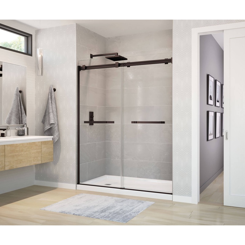 MAAX 136272-900-173-000 Duel 56-58  x 70 -74 in. 8mm Bypass Shower Door for Alcove Installation with Clear glass in Dark Bronze