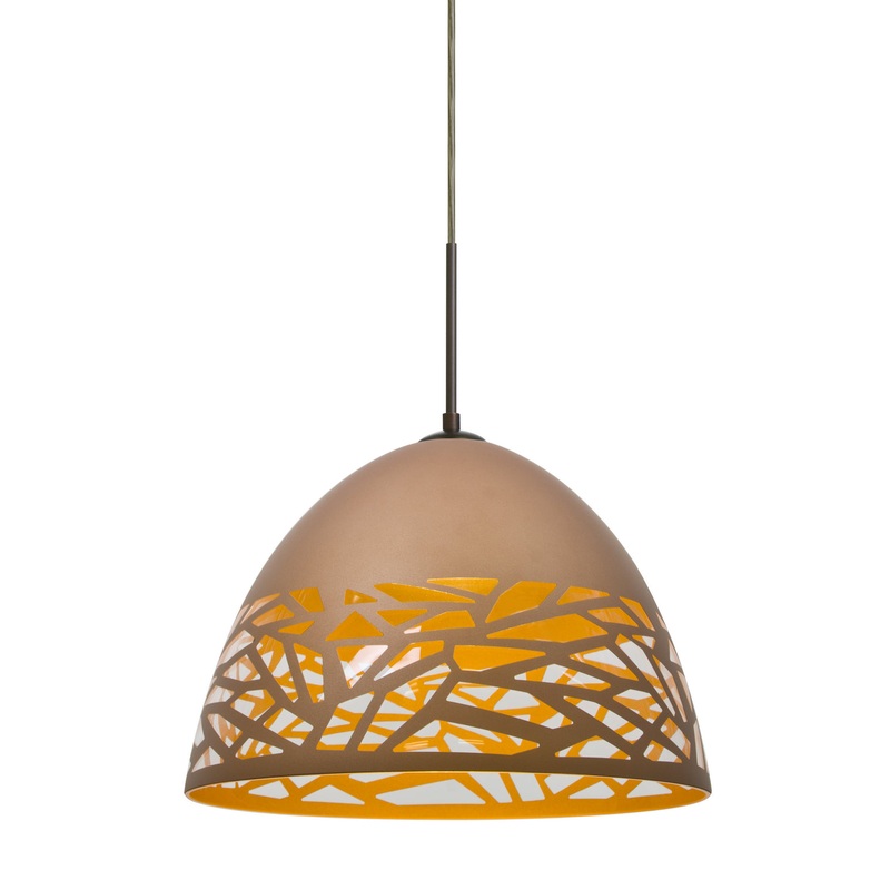One Light Pendant from the Kiev Collection in Bronze Finish by Besa
