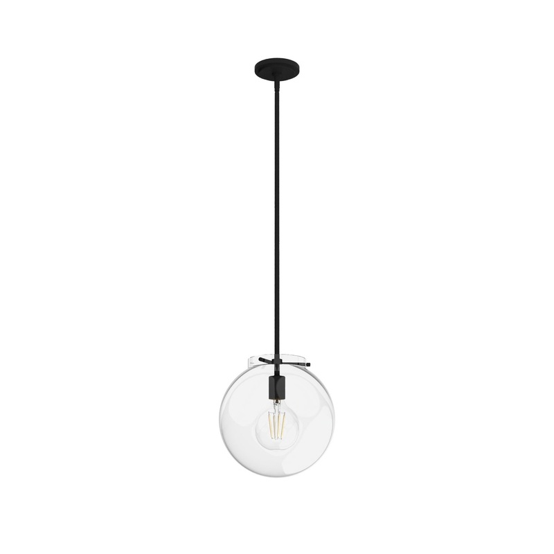 One Light Pendant from the Sacha Collection in Natural Black Iron Finish by Hunter
