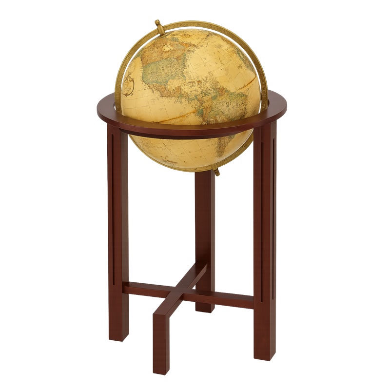 Replogle 16″ World Classic Beige Antiqued Globe with Solid Wood Stand  Elegant Vintage Style