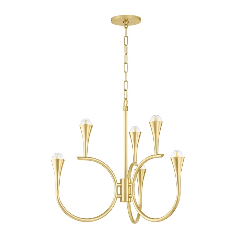 Six Light Chandelier from the Aviana Collection in Aged Brass Finish by Mitzi