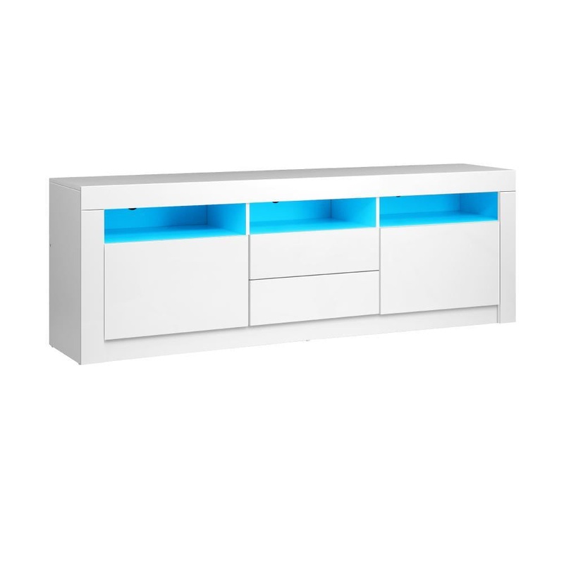 TV Cabinet RGB LED Gloss White 180CM