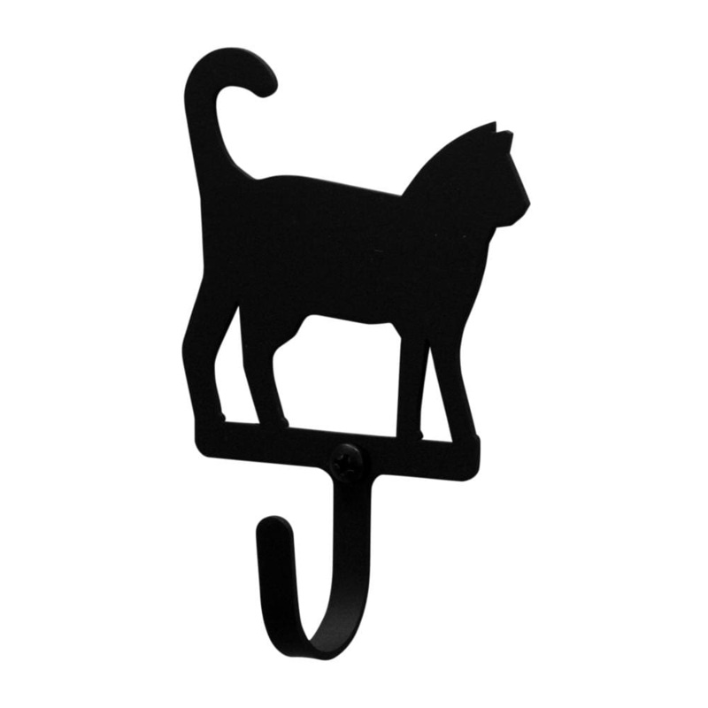 Village Wrought Iron WH-6-S Cat Wall Hook Small