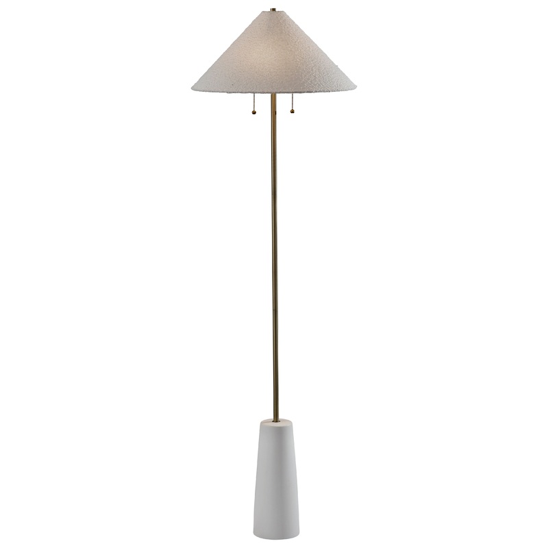 Waylon Floor Lamp White & Antique Brass