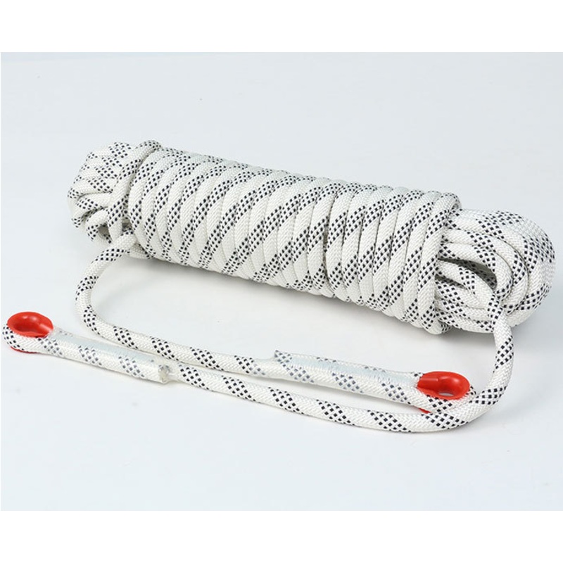 White 10mm Double Hook Climbing Rope Set – 20m Durable Outdoor Safety Rescue Cord