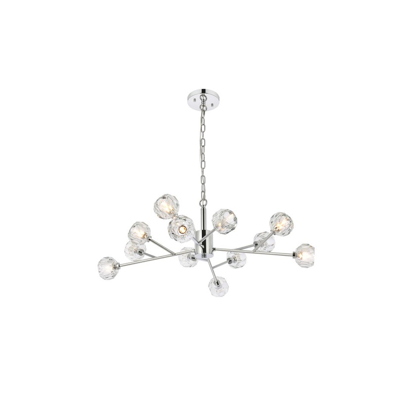 12 Light Pendant from the Graham Collection in Chrome And Clear Finish by Elegant Lighting